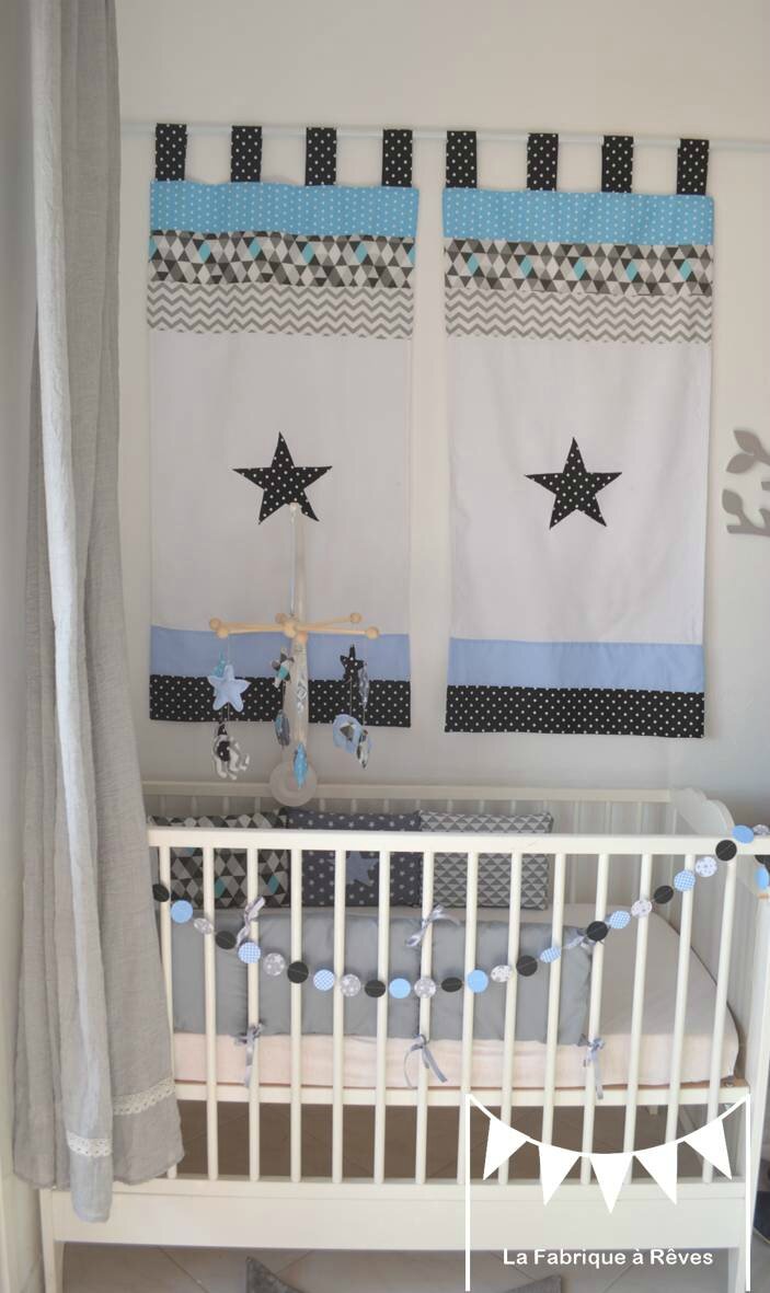 Décoration chambre enfant bébé bleu gris noir éléphant géométrique ...