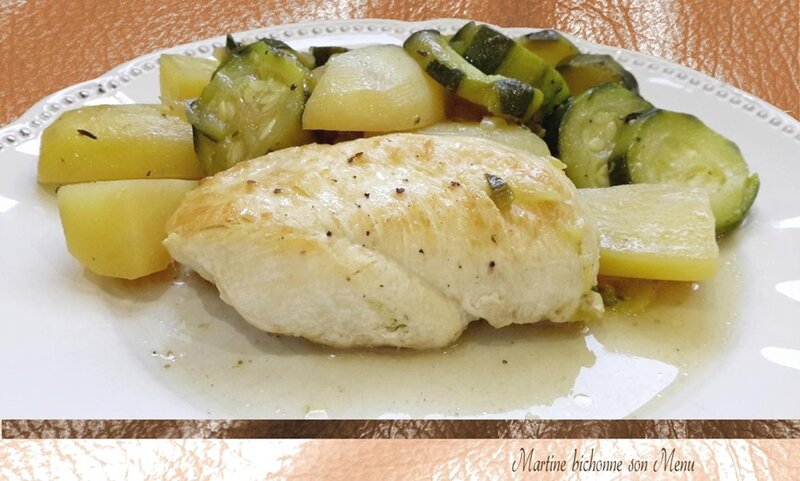 blancs de poulet, courgettes pdt en multicuiseur blancs de poulet, courgettes pdt en multicuiseur