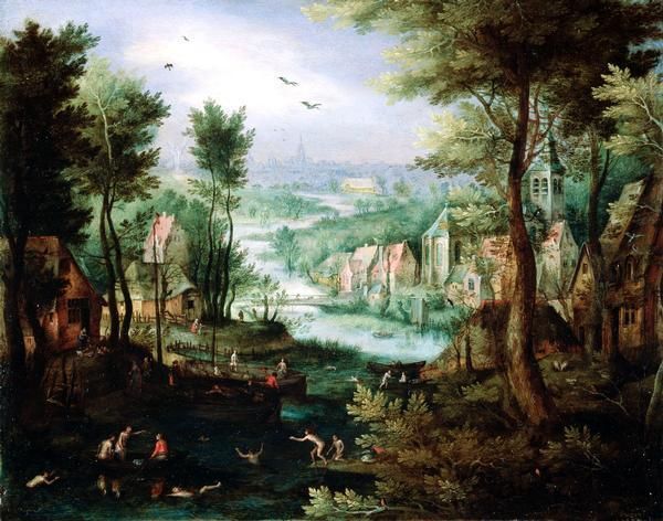 jan_brueghel_il_vecchio_paesaggio_fluviale_con_bagnanti_1595_1600_ca_olio_su_rame_17x22_cm