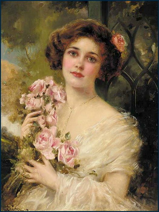 Emile Vernon, Jeune femme aux roses[1]