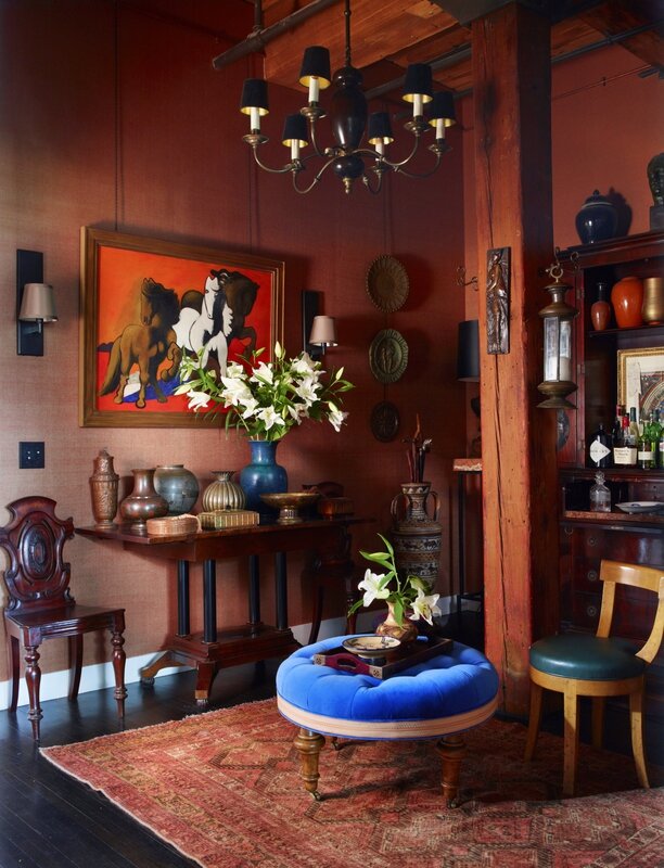 Coral-entry-foyer-artwork-interior-design-alexandra-loew