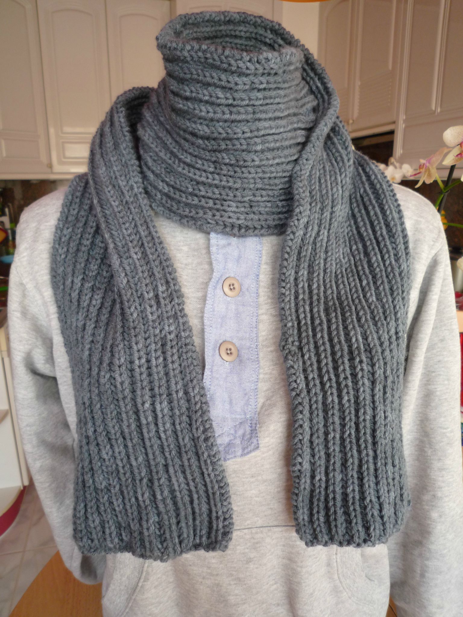 tricoter une echarpe en laine pour homme