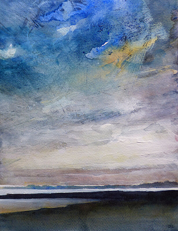 Au fond du golfe ,6 sept 2017, aquarelle , 25 x 32 cm