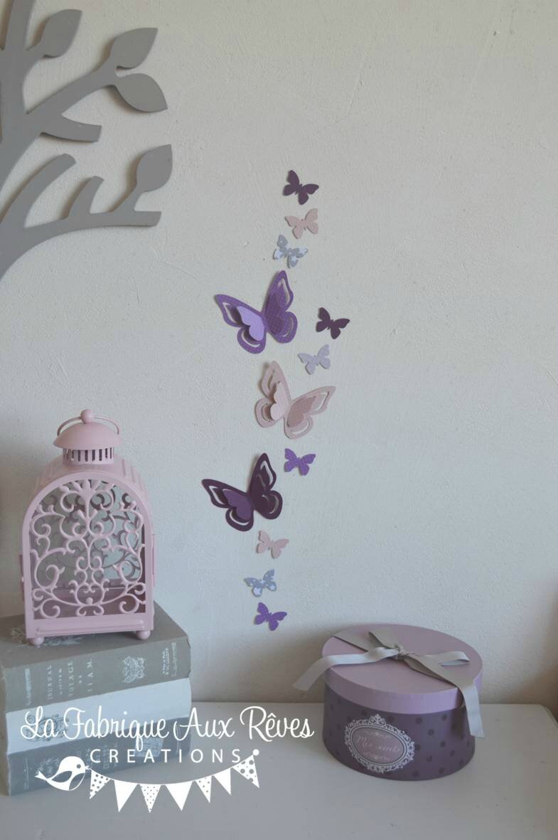 Stickers papillons 3d mauve violet parme gris rose poudré ...