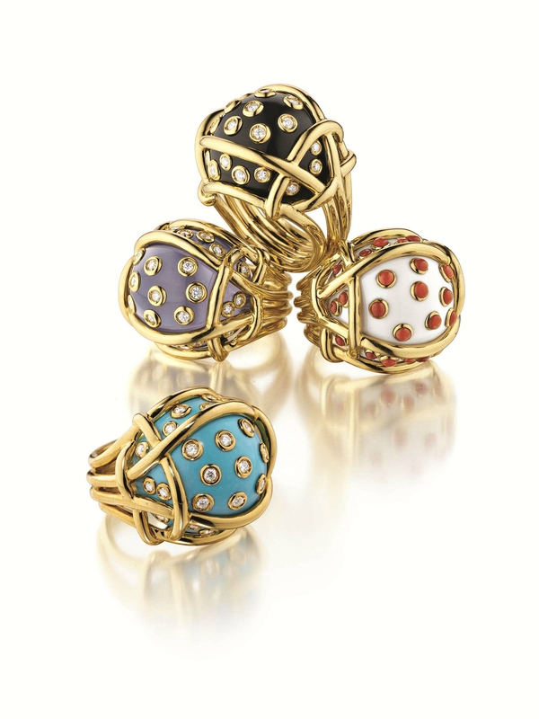 Fulco di VERDURA, 'Polka Dot' Rings in 18kt gold and gemstone