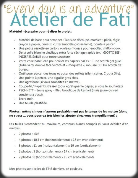 LISTE DU MATERIEL