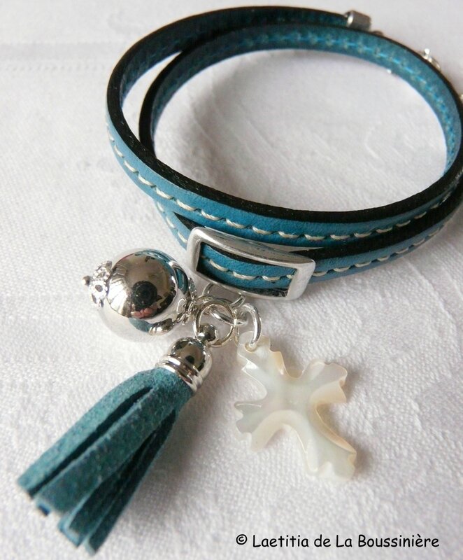 Bracelet Pompon catho (turquoise)