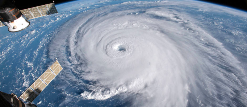 Florence mercredi 12 septembre 2018 à l'approche des côtes américaines (auteur NASA)