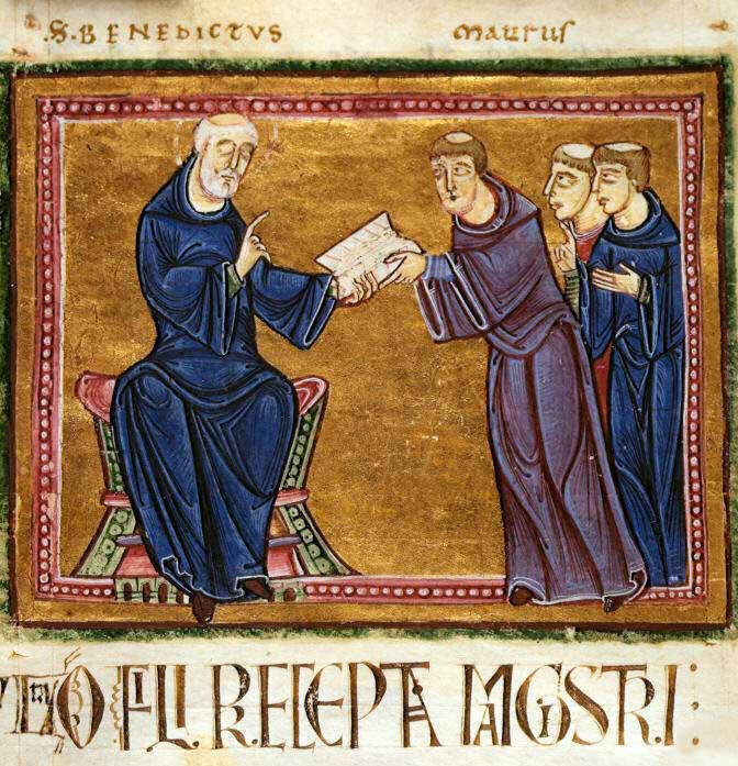 Benoît donnant la Règle, Monastère de St Gilles, Nimes, 1129