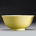 A yellow-glazed bowl, Hongzhi Mark and Period (1488-1505)