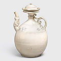 A white glazed ewer and lid with underglaze iron decoration, trần dynasty, 13th-14th century