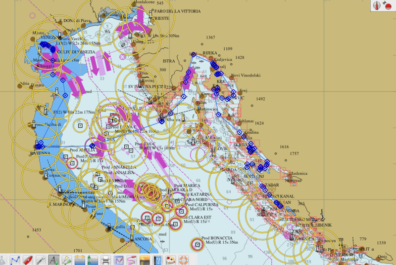 Itinéraire Biograd-Venise mars 2020 sur OpenCPN