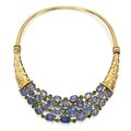 18 karat gold, sapphire, emerald and diamond necklace, rené boivin, after a design by suzanne belperron, france