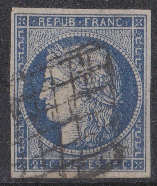 Nuance De Bleu En 4 Lettres Nuances et Variétés sur Cérès N°4, 25C bleu - Ma collection de timbres