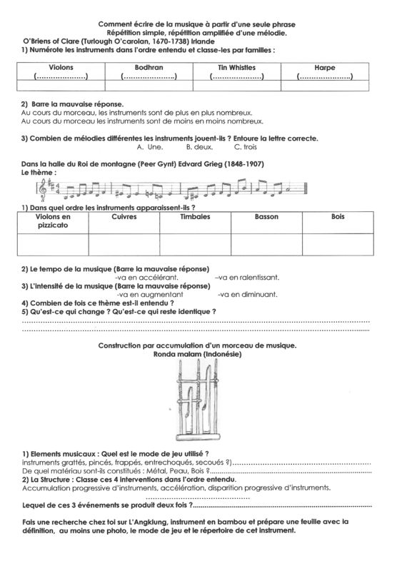 docs 5e, 2e séquence comment écrire de la musique à partir d'une seule