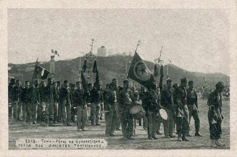 1912 CPA Tunis 38e Fête Fédérale Défilé Société tunisienne