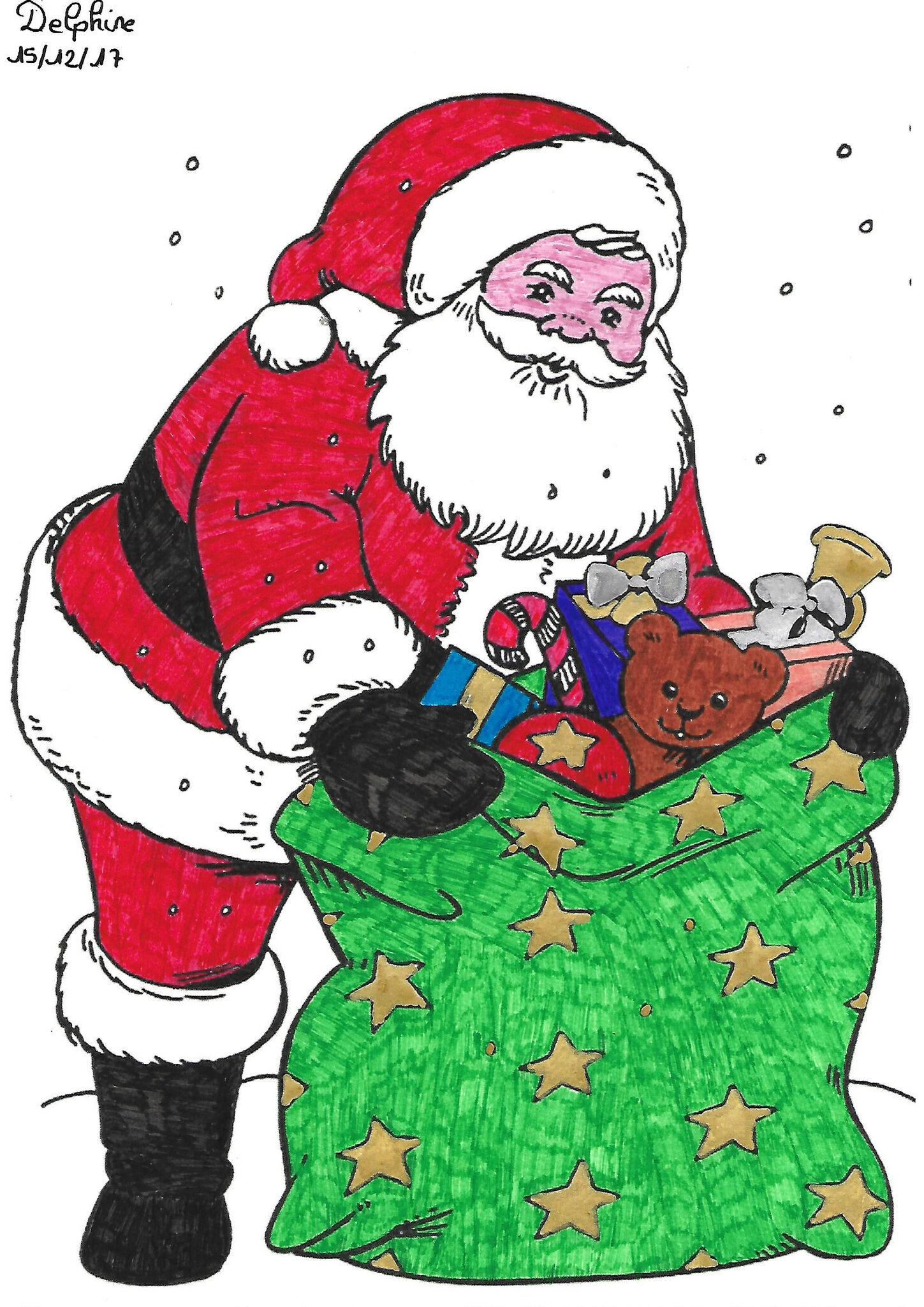 Père Noël et sa hotte - Art Thérapy de Delphine Père Noël et sa hotte - Art Thérapy de Delphine