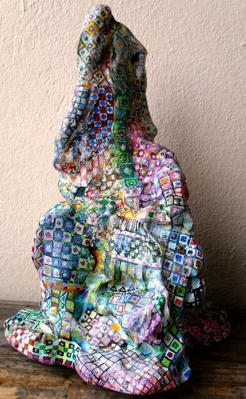 ©Hervé THAREL - SCHMIMBLOCK'S cloth 2014 - acrylic sur argile 30x21cm 2