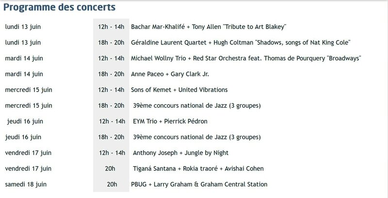 Jazz à La Défense 2016 prog