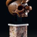 Memento mori en bois patiné. Japon, XIXe siècle.