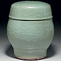 A longquan celadon drum-shaped garden seat, ming dynasty, 15th-16th century