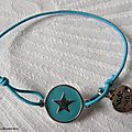 Bracelet Star turquoise sur fil élastique turquoise