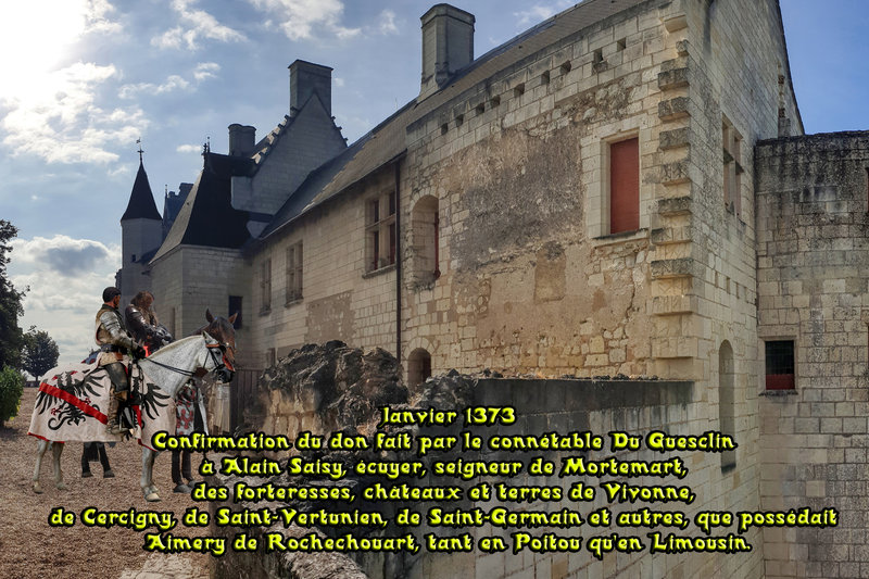 Janvier 1373 Confirmation du don fait par Du Guesclin à Alain Saisy, sur les biens de Vivonne pris à Aimery de Rochechouart