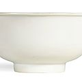 A large white-glazed 'anhua' 'Phoenix' bowl, Ming Dynasty, Hongwu Period