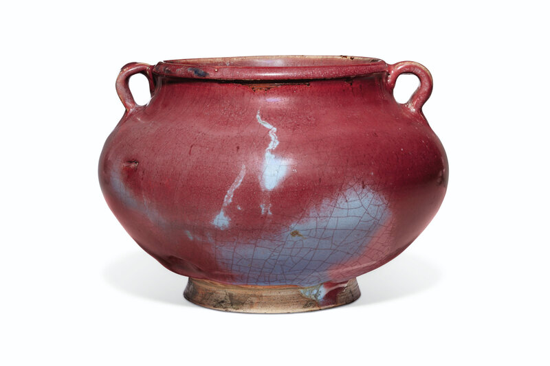 A rare Jun twin-handled jar, Yuan-Ming dynasty, 14th-15th century