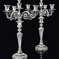 A magnificent pair of george iii silver four-light candelabra 