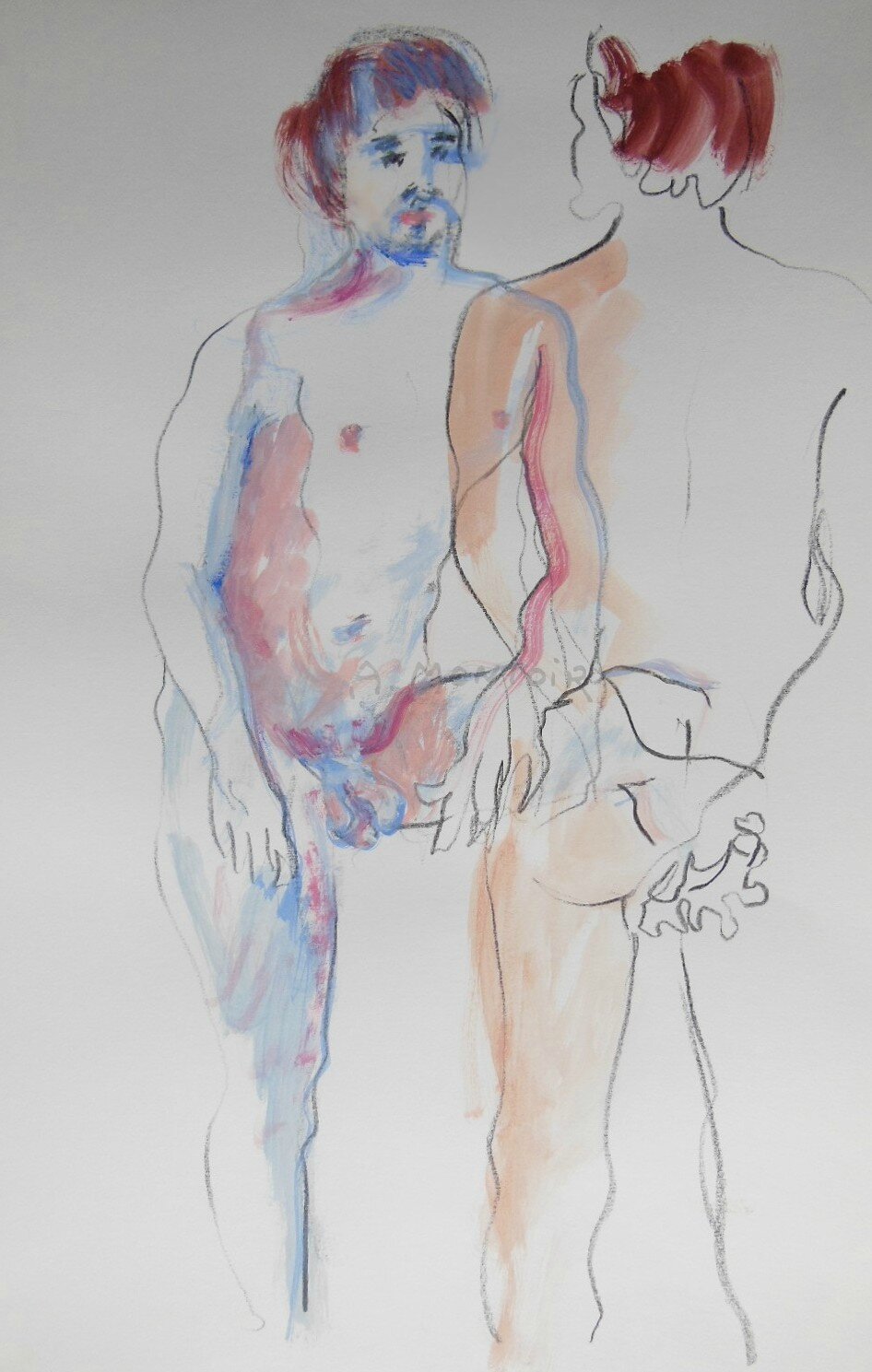 croquis dessin peinture tableau nu homme femme