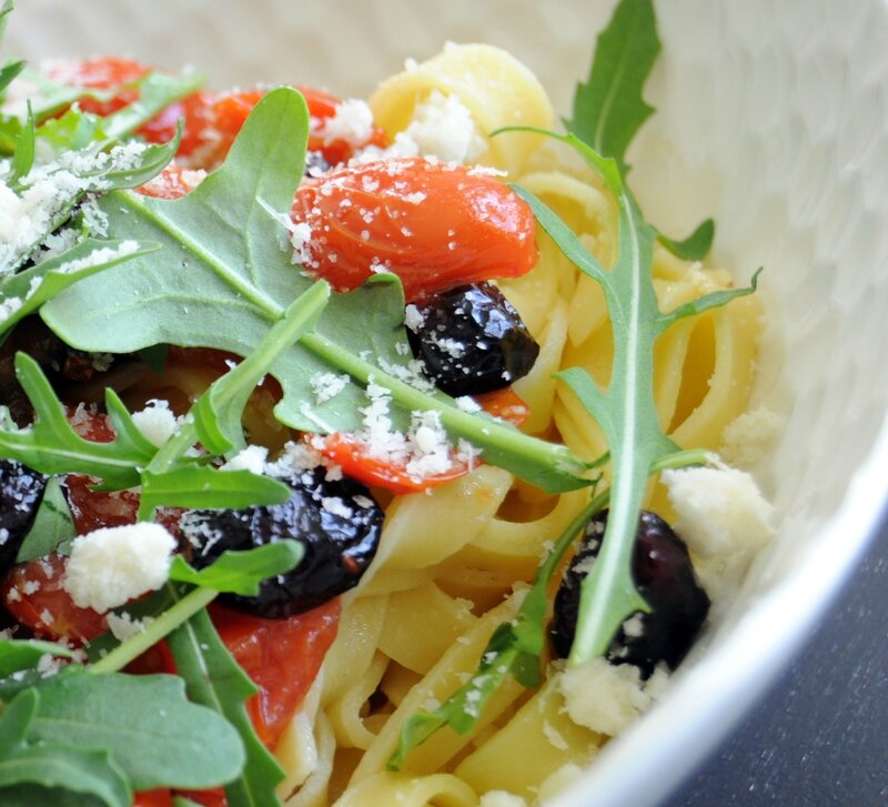 Tagliatelles aux tomates cerises et olives noires Chez Lolie