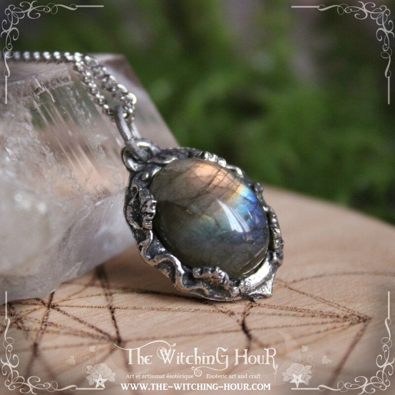 Pendentif chant de Gaia labradorite bleue et orangée 5 copie