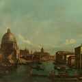 Venetian school, early 19th century. the grand canal, venice, with santa maria della salute 