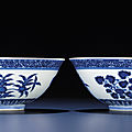 A fine pair of blue and white bowls, Xuantong six-character marks and of the period (1908-1911)
