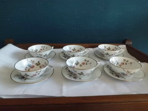 Service à thé ou café 1930 en porcelaine de Limoges blanche et