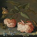 Balthasar van der ast, roses with a butterfly and a grasshopper, together with forget-me-nots, primroses and a sand lizard on a 