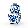 A blue and white double-gourd 'dragon' vase, jiajing six-character mark and of the period (1522-1566)