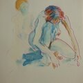 Peinture de nus feminin crayon gras et acrylique sur papier (5)