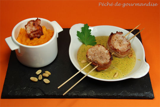 Brochettes De Mignon De Porc Sauce Cacahuetes Peche De Gourmandise