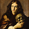 Vincenzo Dandini, Portrait d’homme au crâne, Huile sur toile 74 x 59 cm Musée de la Chartreuse – Douai © Douai, Musée de la Chartreuse

