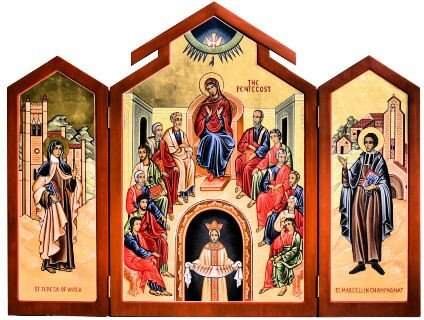 Icon_20Triptych_20of_20Pentecost_20and_20Sts_20Teresa_20of_20Avila_20and_20St_20Marcellin_20Champagnat