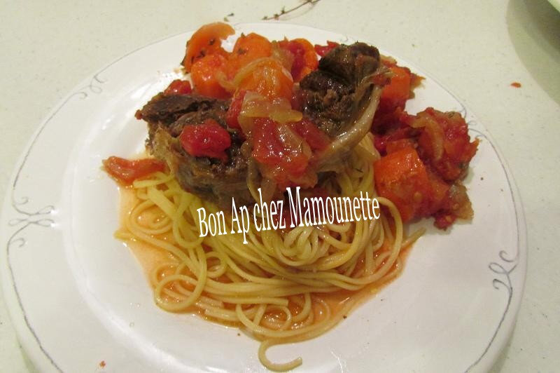 jarret de boeuf pulpe de tomate carottes spaghettis 015