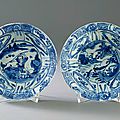 Two Blue and White 'Kraak' Bowls, Wanli period (1573-1619). Photo Stockholms Auktionsverk
