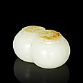 A fine white jade and russet double box and cover, qianlong