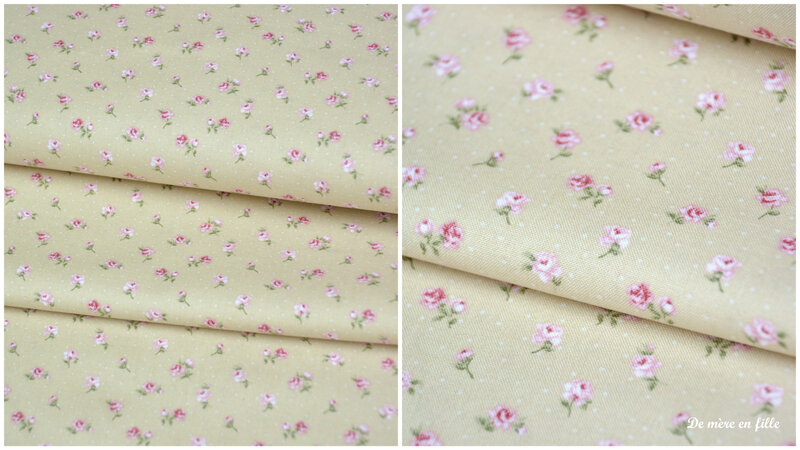 beige petites fleurs roses