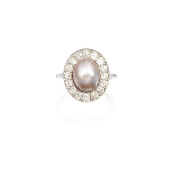 cartier pearl and diamond ring