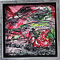 Retour de la neige , acryl 2021, cadre argent,(20X20 cm n°199)