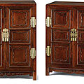 A pair of huanghuali square corner kang cabinets, late ming dynasty
