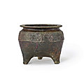 An archaic bronze ritual food vessel, li, western zhou dynasty